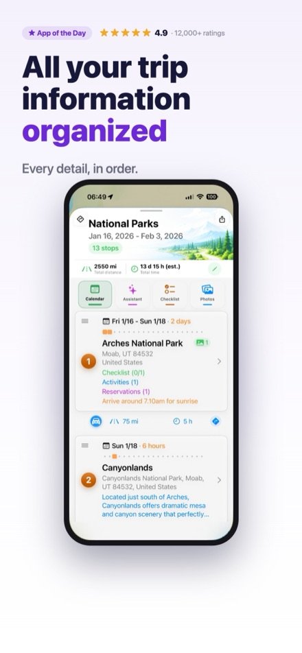Mapsiti screenshot — all your trip information organized