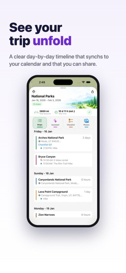 Mapsiti screenshot — see your trip unfold