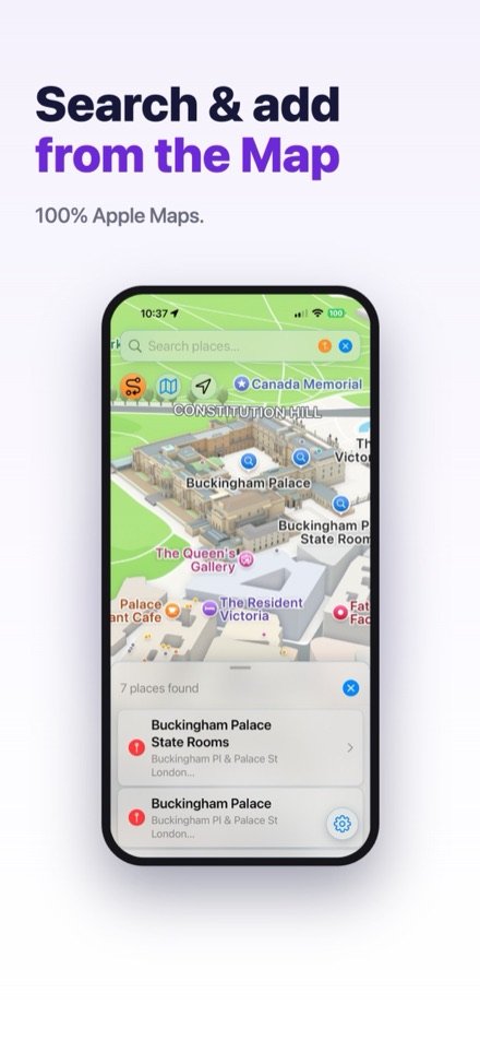 Mapsiti screenshot — search and add from the map